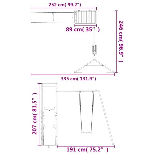 Комбинирано детско съоръжение за игра, импрегниран бор