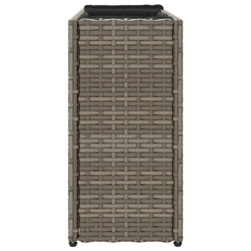 Градински плантери с 2 саксии 2 бр сиви 90x20x40 см полиратан