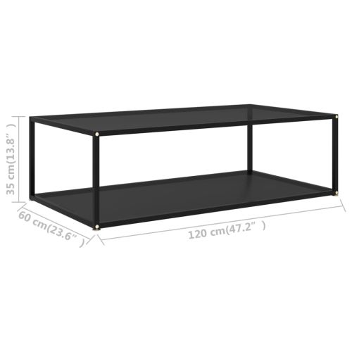 322903 Coffee Table Black 120x60x35 cm Tempered Glass