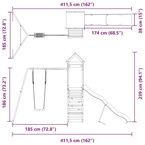 Комбинирано детско съоръжение за игра на открито, бор масив