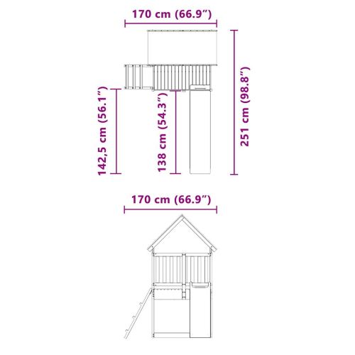 Комбинирано детско съоръжение за игра, импрегниран бор