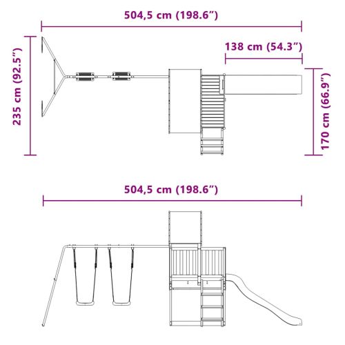 Комбинирано детско съоръжение за игра на открито, бор масив