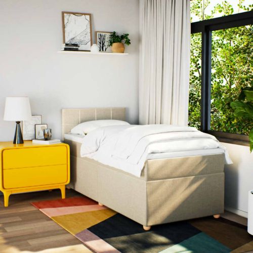 Боксспринг легло с матрак, кремава, 80x200 см, плат