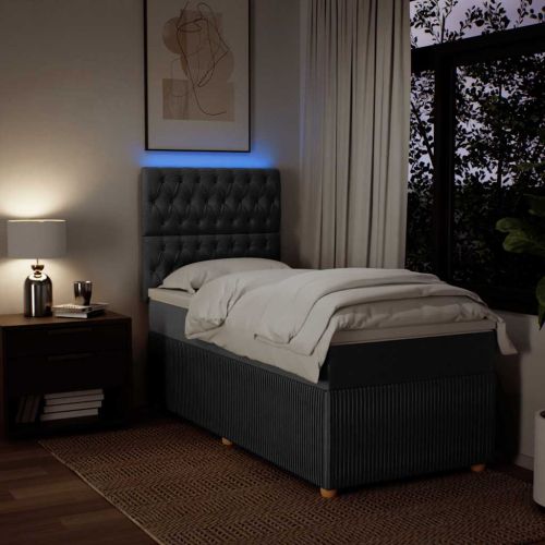 Боксспринг легло с матрак, тъмносиво, 100x200 см, плат