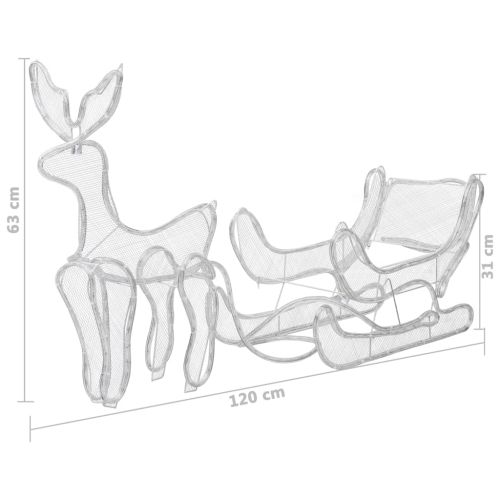 Коледна украса, светещ елен с шейна, мрежа, 432 LED