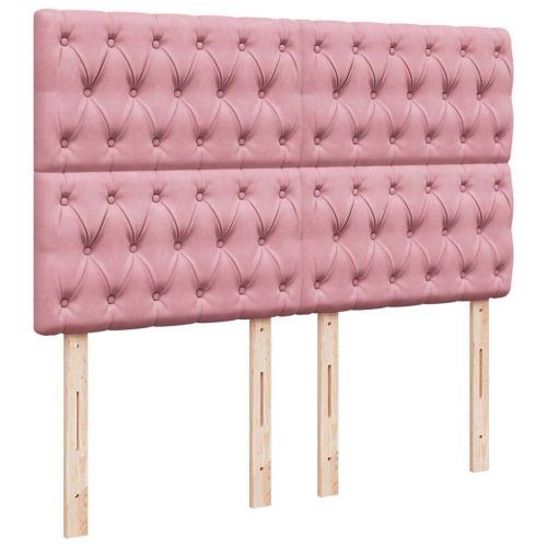 vidaXLL Легло с матраци розово 140x190cm кадифе