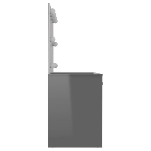 Тоалетка с LED лампи, 110x55x145 см, МДФ, сияйно сиво