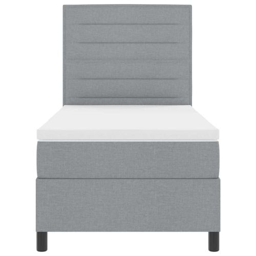 Легло с пружинирана основа с LED Светлосиво 90 x 200 cm текстил