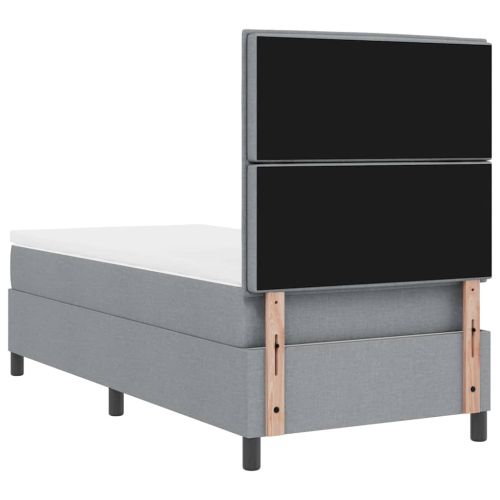 Легло с пружинирана основа с LED Светлосиво 90 x 200 cm текстил