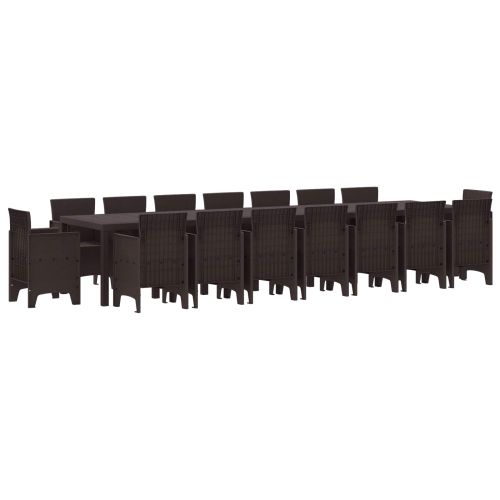 Градински комплект за хранене с възглавници 17 pcs Кафяво ПП