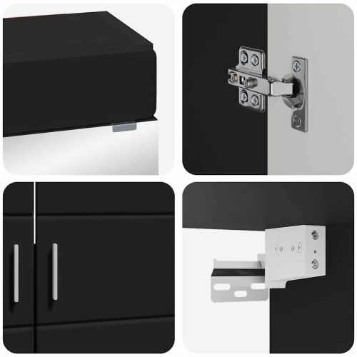 Комплект мебели за баня с рафт TULUM Черно Инженерно дърво