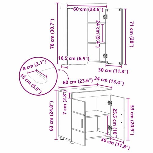 Комплект мебели за баня с чекмедже TULUM Дъб Инженерно дърво
