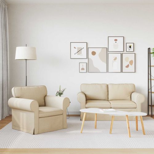 Диван 2 pcs Крем 155 x 82 x 80 см текстил