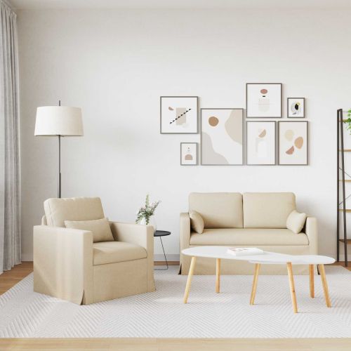 Диван 2 pcs Крем 139 x 78 x 80 см текстил