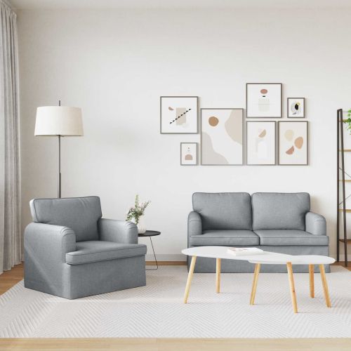 Комплект дивани 2 pcs Светлосиво 144 x 80 x 85 см текстил