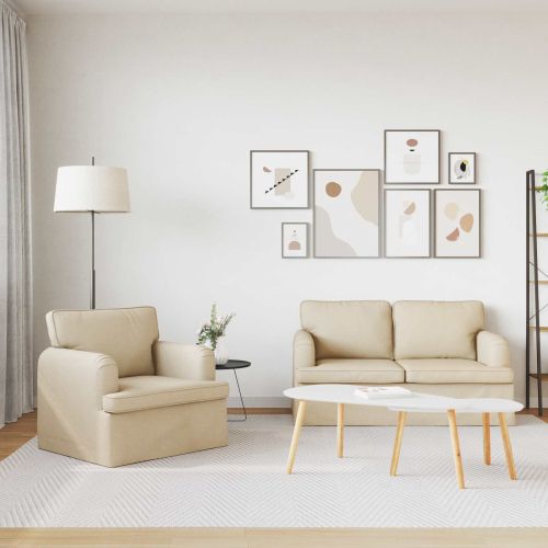 Комплект дивани 2 pcs Крем 144 x 80 x 85 см текстил