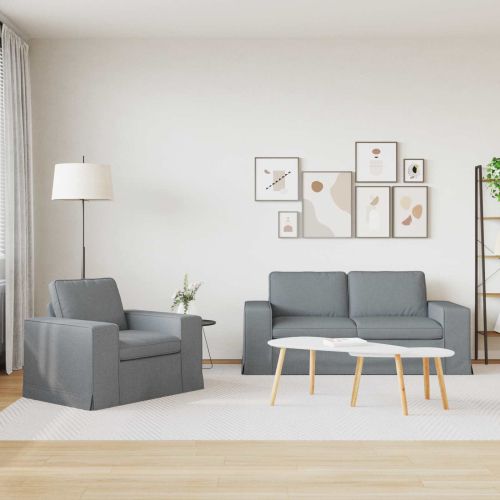 Комплект дивани 2 pcs Светлосиво 182 x 80 x 82 см текстил