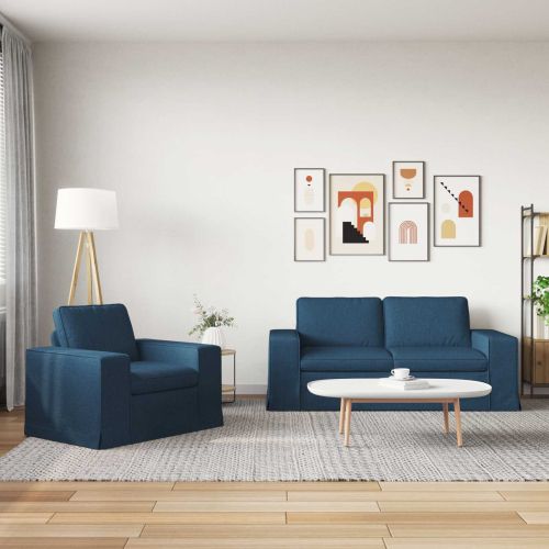 Комплект дивани 2 pcs Синьо 182 x 80 x 82 см текстил