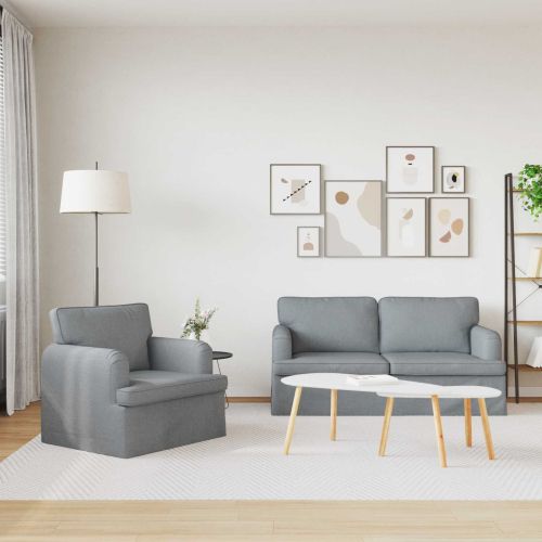 Комплект дивани 2 pcs Светлосиво 162 x 80 x 85 см текстил
