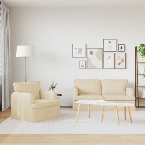 Комплект дивани 2 pcs Крем 162 x 80 x 85 см текстил