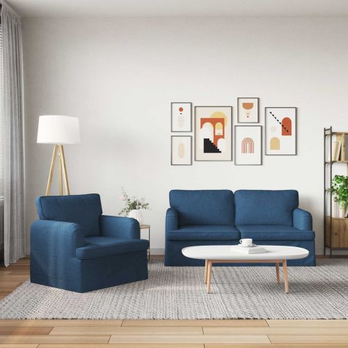 Комплект дивани 2 pcs Синьо 162 x 80 x 85 см текстил