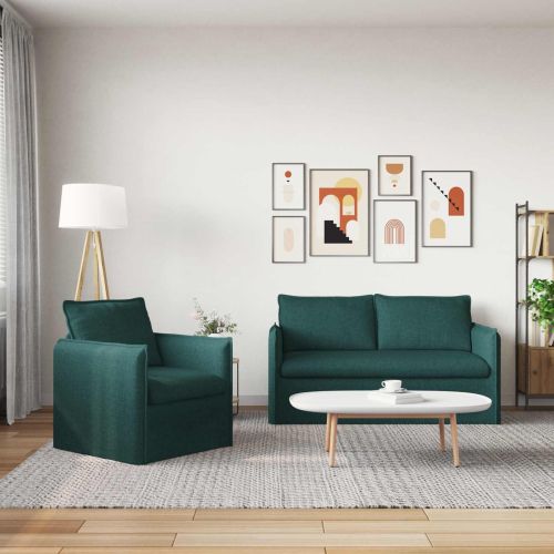 Комплект дивани 2 pcs Тъмнозелено 156 x 82 x 85 см Текстил