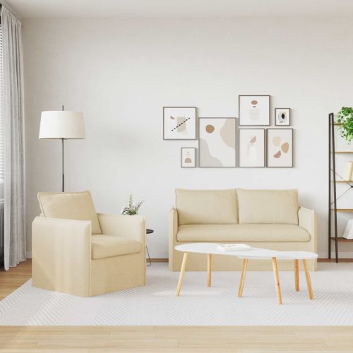 Диван 2 pcs Крем 196 x 82 x 85 см текстил