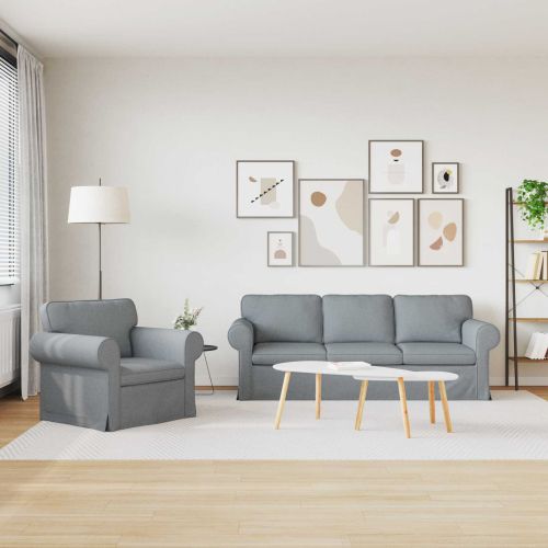 Комплект дивани 2 pcs Светлосиво 215 x 82 x 80 см текстил