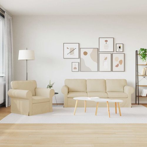 Комплект дивани 2 pcs Крем 215 x 82 x 80 см текстил