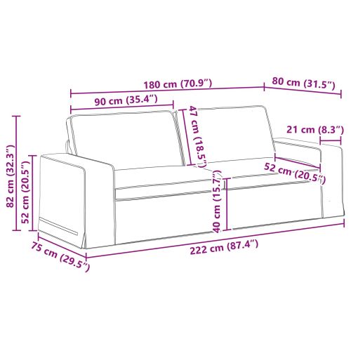 Комплект дивани 2 pcs Тъмен сив 222 x 80 x 82 см текстил