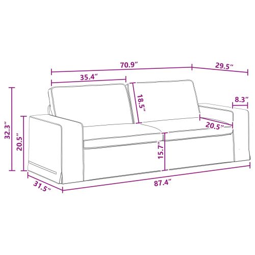 Комплект дивани 2 pcs Тъмен сив 222 x 80 x 82 см текстил