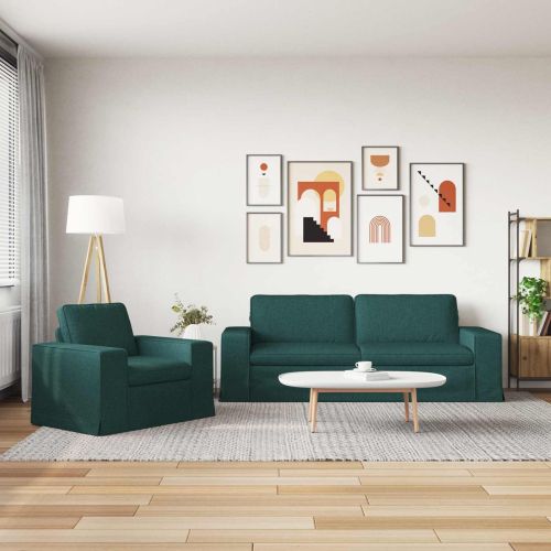 Комплект дивани 2 pcs Тъмен зелен 222 x 80 x 82 см текстил