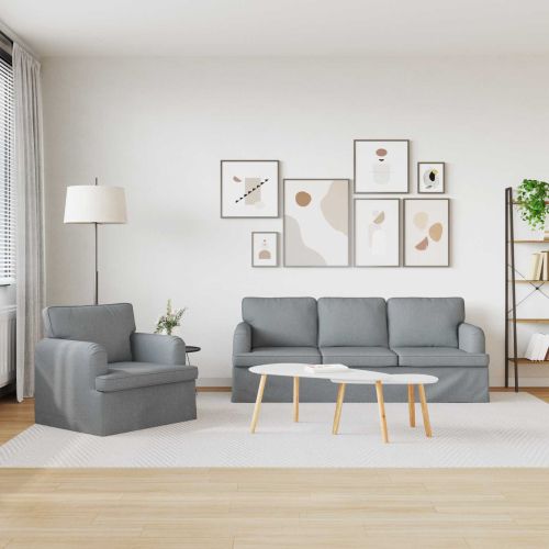 Комплект дивани 2 pcs Светлосиво 201 x 80 x 85 см текстил