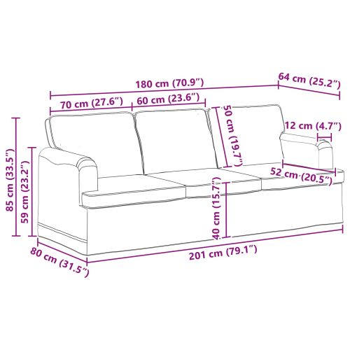 Комплект дивани 2 pcs Светлосиво 201 x 80 x 85 см текстил