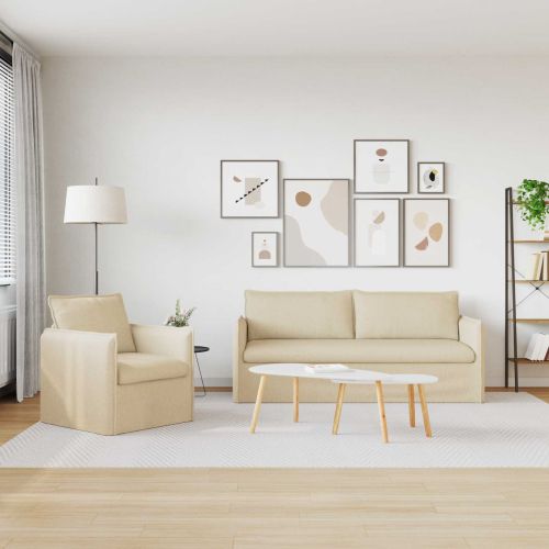 Комплект дивани 2 pcs Крем 196 x 82 x 85 см текстил