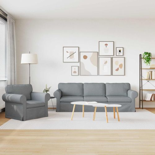 Комплект дивани 2 pcs Светлосиво 245 x 82 x 80 см текстил