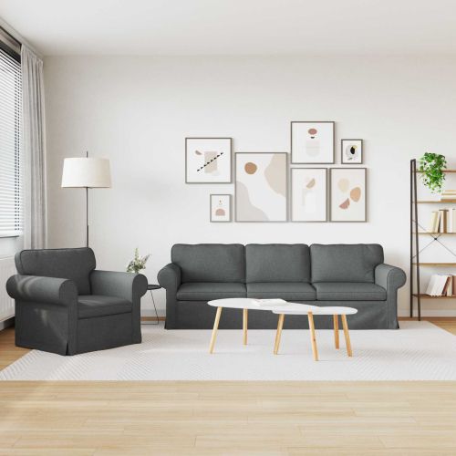 Диван 2 pcs Тъмен сив 245 x 82 x 80 см текстил