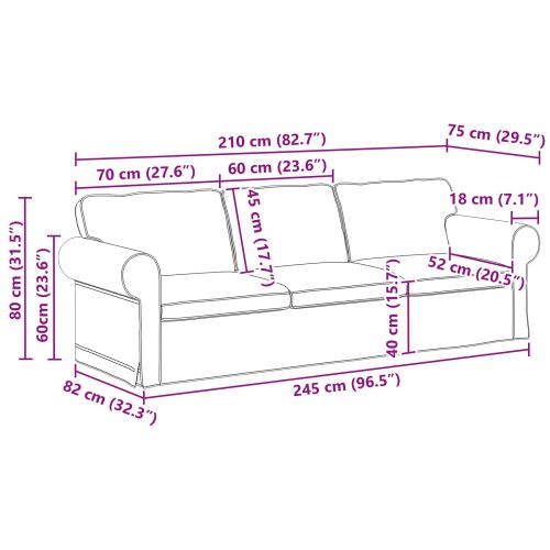 Диван 2 pcs Тъмен сив 245 x 82 x 80 см текстил