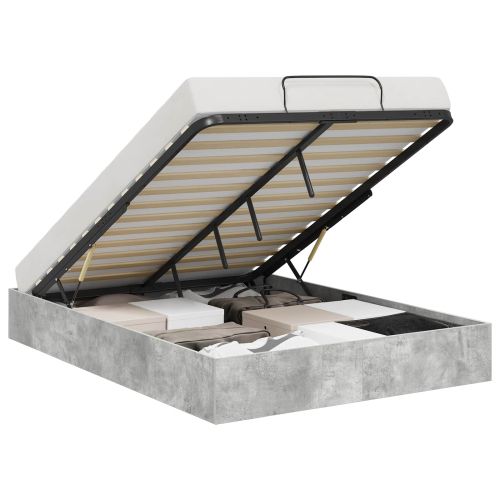 Отоманско легло със съхранение Бетонно Сиво 140 x 200 cm