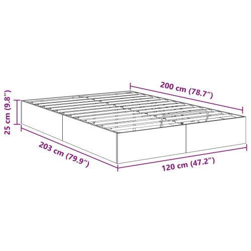 Отоманско легло със съхранение Бетонно Сиво 120 x 200 cm