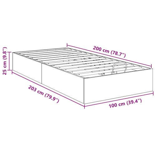 Отоманско легло със съхранение Бетонно Сиво 100 x 200 cm