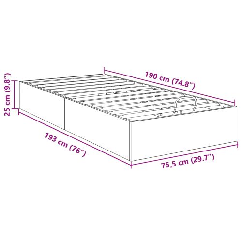 Отоманско легло със съхранение Старо дърво 75,5 x 190 см