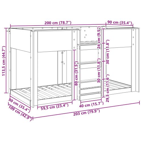 Двуетажно легло за деца Бяло 90 x 200 cm Инженерно дърво
