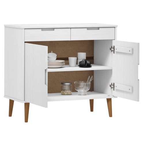 Сайдборд MOLDE бял 90x40x80 см бор масив