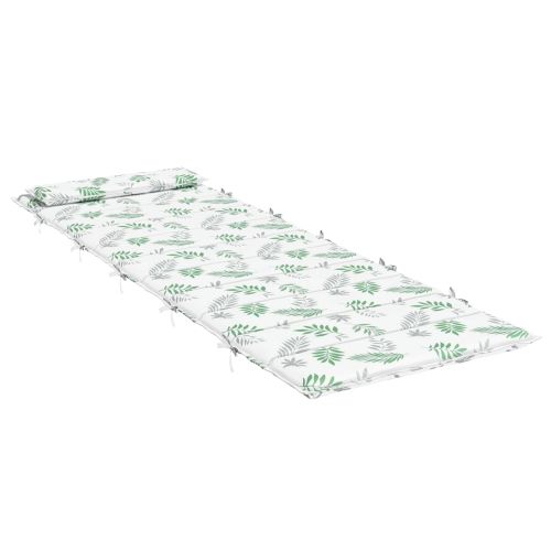 Възглавница за слънчев шезлонг Бял и зелен 178 x 60 x 4 см