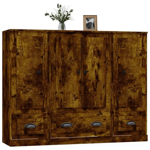 Високи шкафове, 3 бр, опушен дъб, инженерно дърво