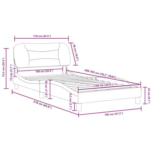 Рамка за легло без матрак Hvar, черна 100x203 см изкуствена кожа