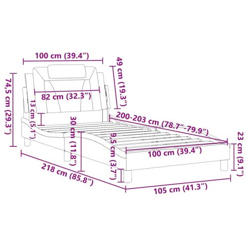 Рамка за легло Viana без матрак, черна 100x203 см изкуствена кожа