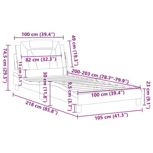 Рамка за легло Viana без матрак, бяла 100x203 см изкуствена кожа