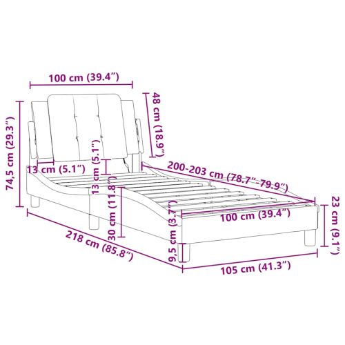 Рамка за легло без матрак Zadar, бяла 100x203 см изкуствена кожа